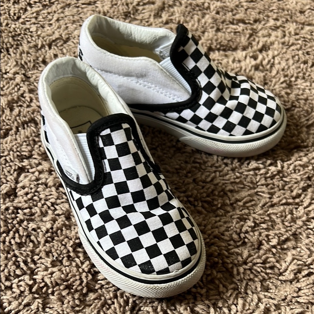 Vans Kids Black and White Checkered Sneakers